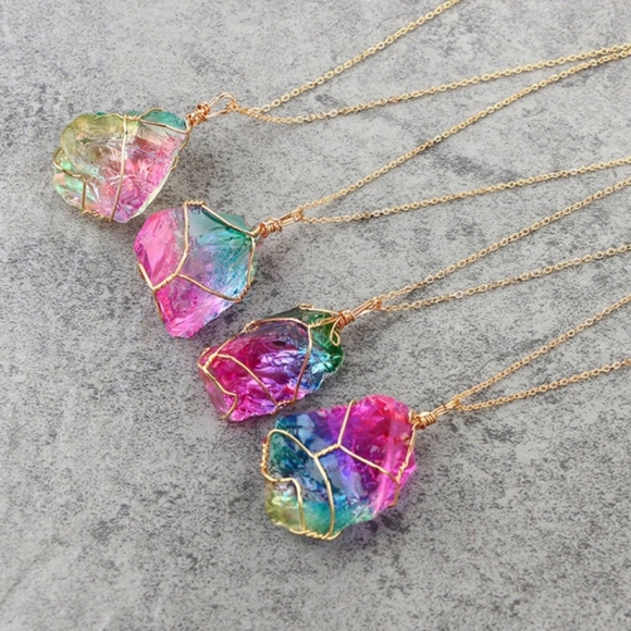 Pendant Necklace Rainbow Cristal - Picture 1 of 5